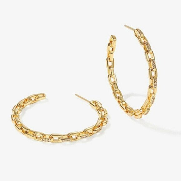 NEW 18k Gold 925 Silver White Sapphire Hoops - Picture 1 of 3